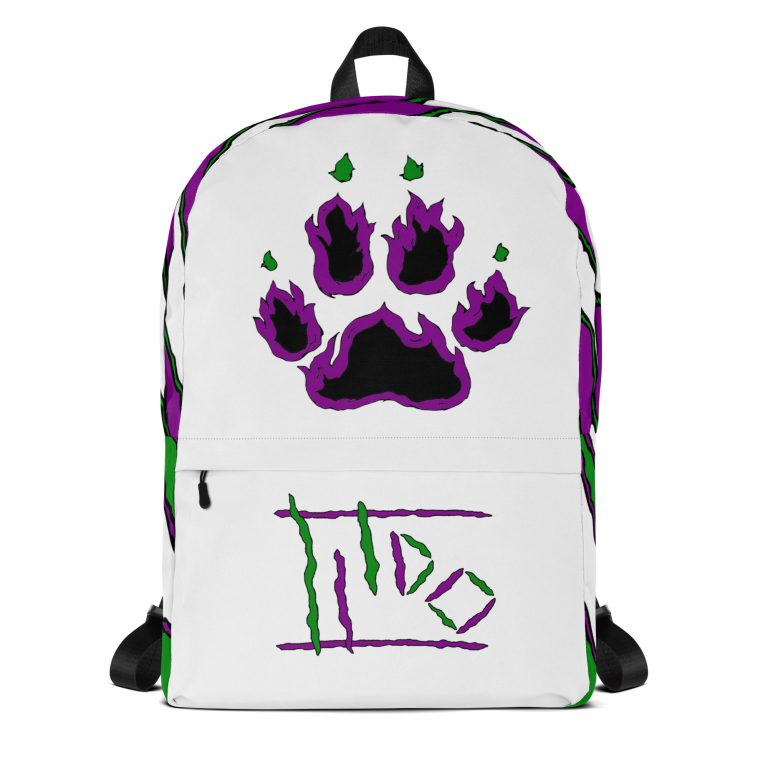I let the dogs out green and purple backpack